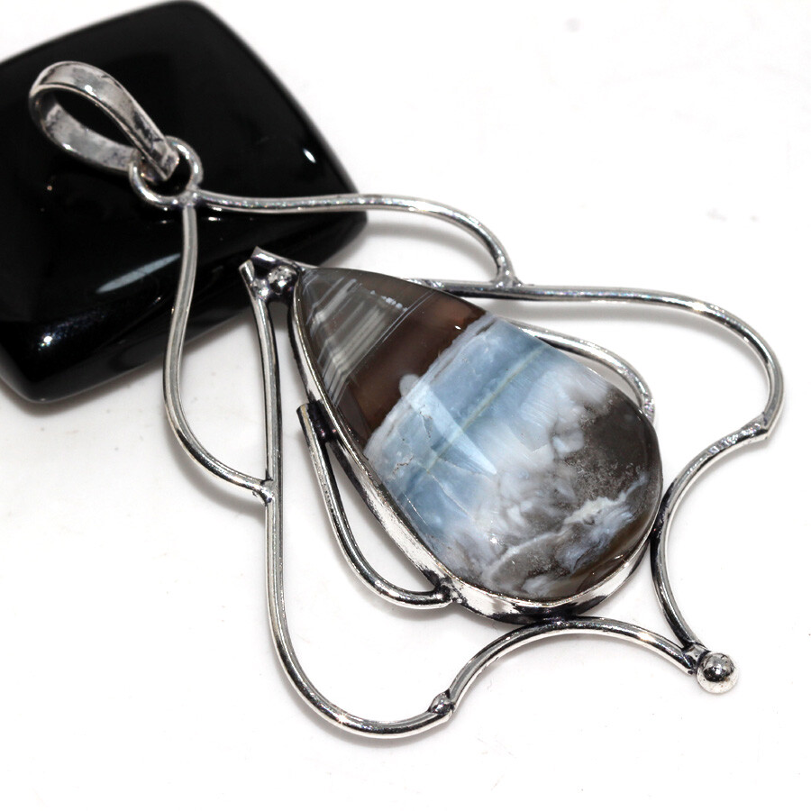 Owhyee Blue Opal 925 Silver Plated New Design Gemstone Pendant 2.5