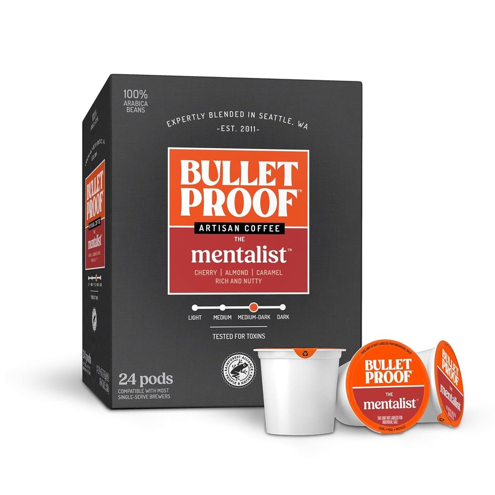 Bulletproof The Mentalist Medium-Dark Roast Single-Serve Pods, 24 24 Count