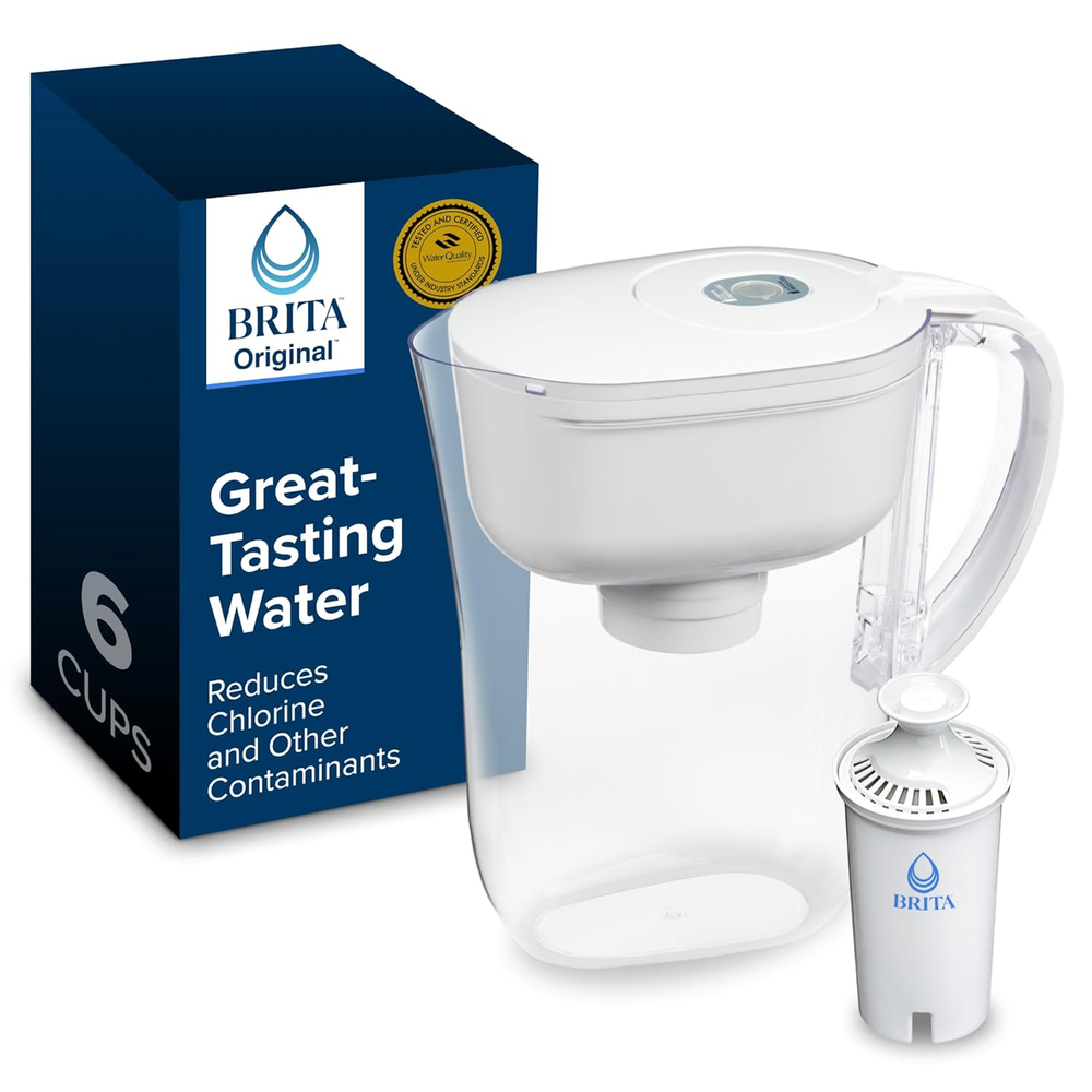 BRITA Metro Water Filter Pitcher 6 Cup White w/ SmartLight Indicator + 1 Filter