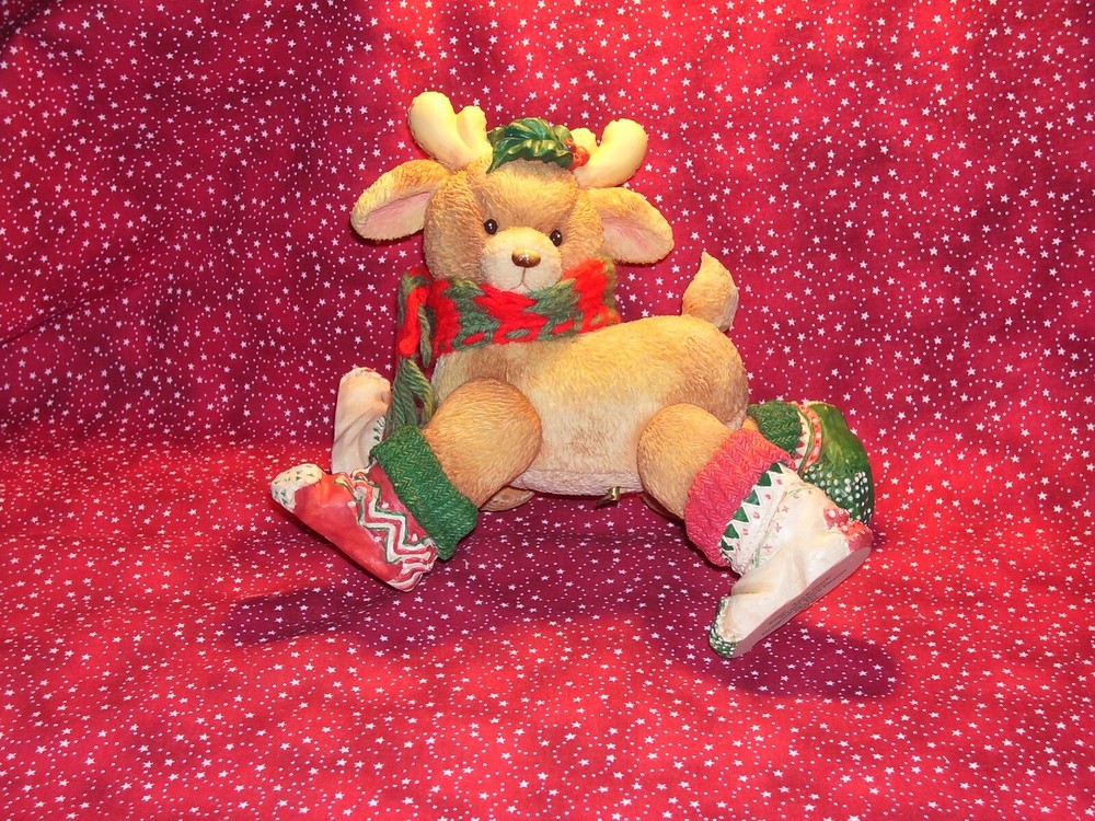 Enesco-Santa's Special Deerlivery-Socks-#622761-Large Jointed-Musical