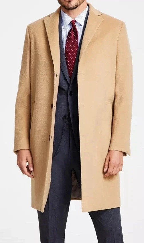 Brooks Brothers Men's Beige Camel Color Wool Three-Button Coat Size   42 REG