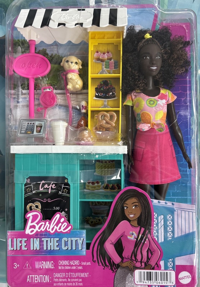 Barbie Life in the City Playset w/Dog & Accessories African American NIB!