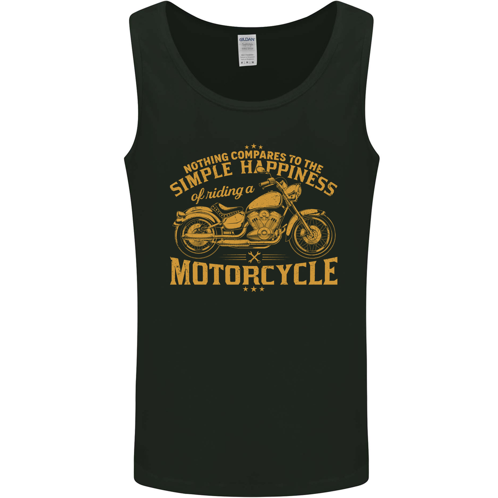 Simple Happiness Biker Motorcycle Motorbike Mens Vest Tank Top