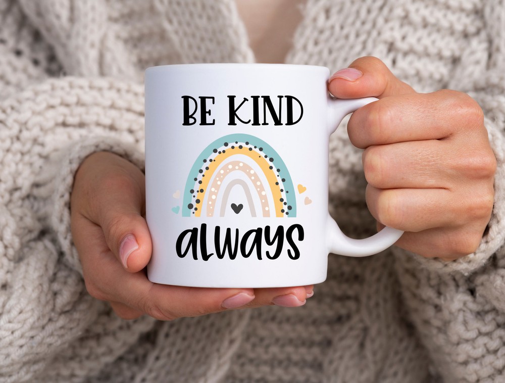 Rainbow Mug Be Kind Mug Boho Rainbow Mug Inspirational Mug Motivational Mug Mug