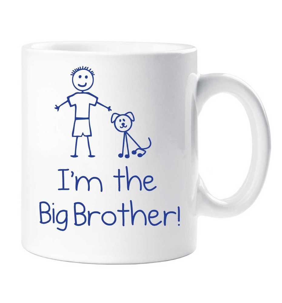 Dog I'm The Big Brother Mug White With Blue Text Childrens Gift New Born Gift