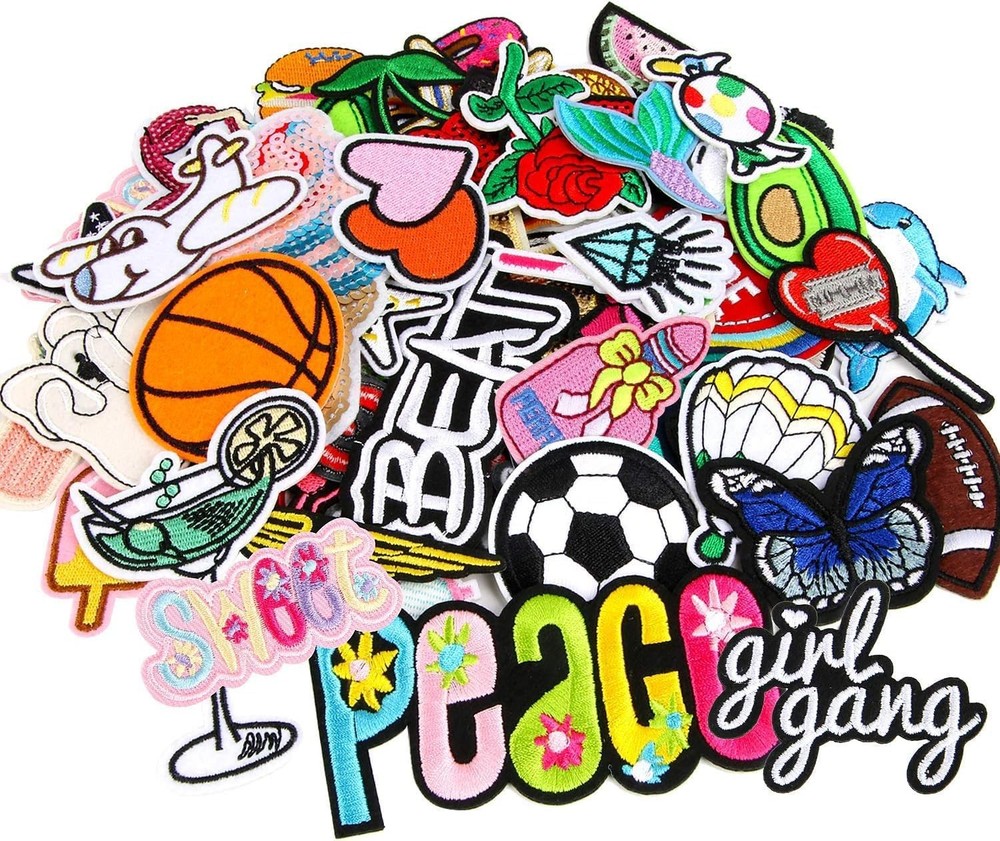 36pcs AUGSUN Iron-on Embroidered Patches for DIY Sewing and Applique - Assorted Styles