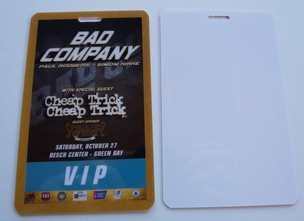 Bad Company Cheap Trick 2018 Concert Tour Blue VIP Backstage Pass Laminate D22