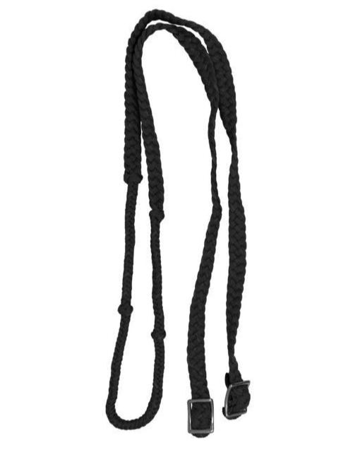 Western Barrel or Rodeo Horse BLACK Heavy Nylon Para Cord Contest 7' Rein