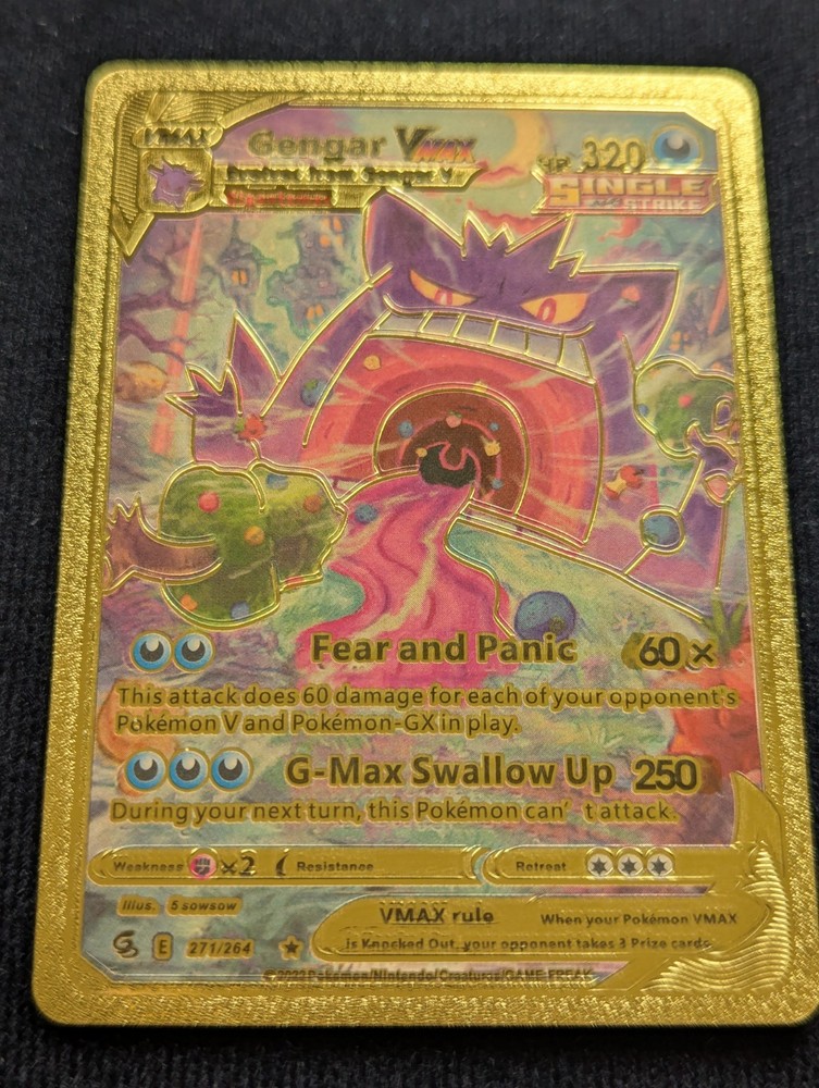 Gengar VMAX 320HP  Single Strike Fear And Panic Gold Foil Fan Art Pokemon Card