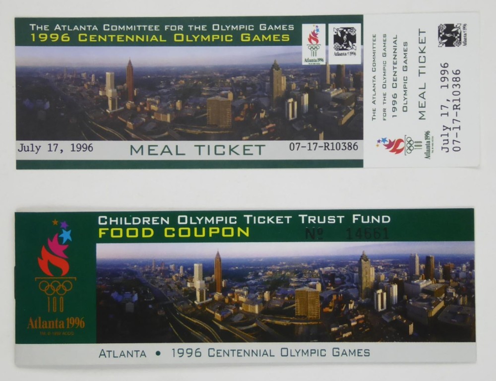 1996 Atlanta Olympics Meal Ticket & Food Coupon Booklet Set of 2-image