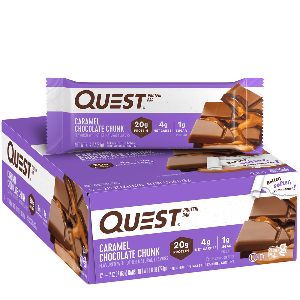 Quest Protein Bar, Low Carb, Keto Friendly, Caramel Chocolate Chunk, 12 Count