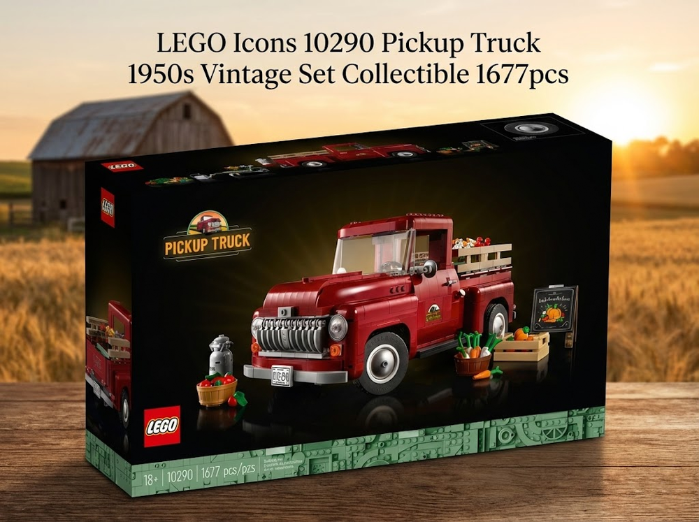 LEGO Icons 10290 Pickup Truck 1950s Vintage Set Collectible - New With Box