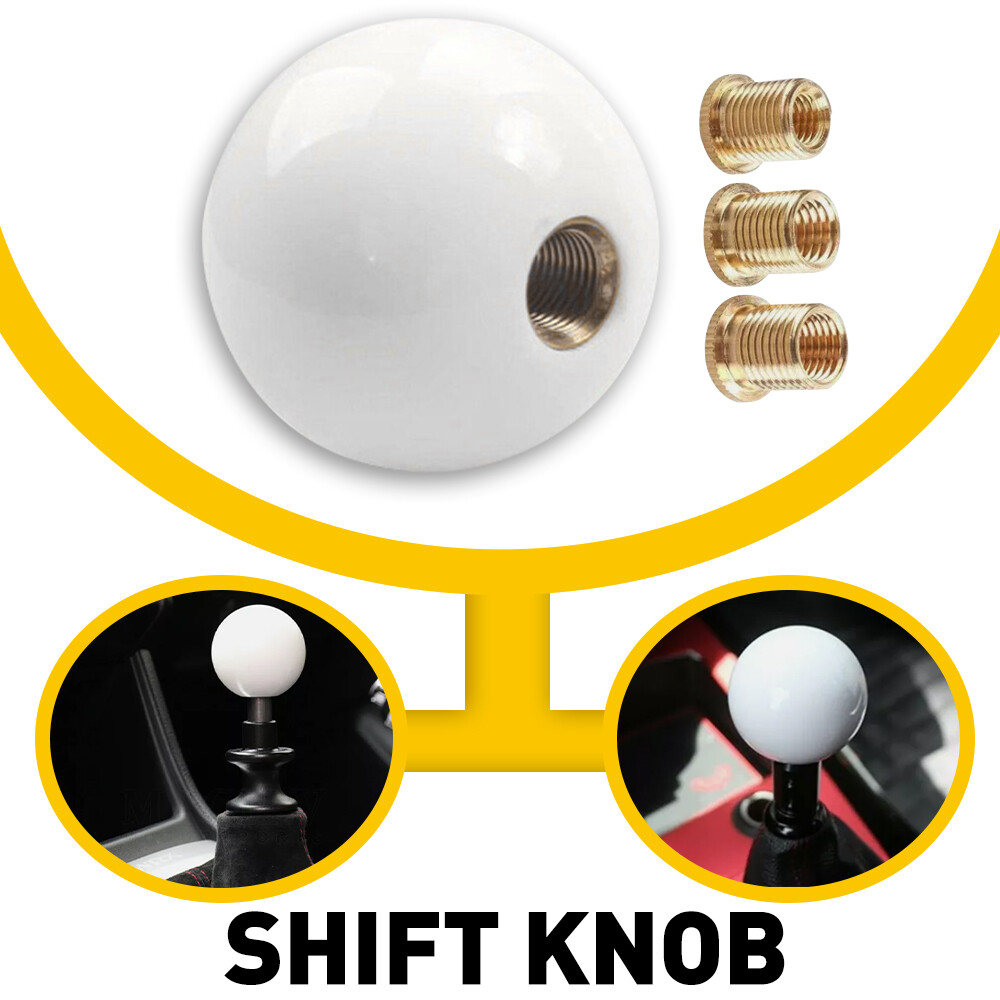 Glossy White Round Ball Universal Acrylic Shift Knob Manual Gear Shifter Head S