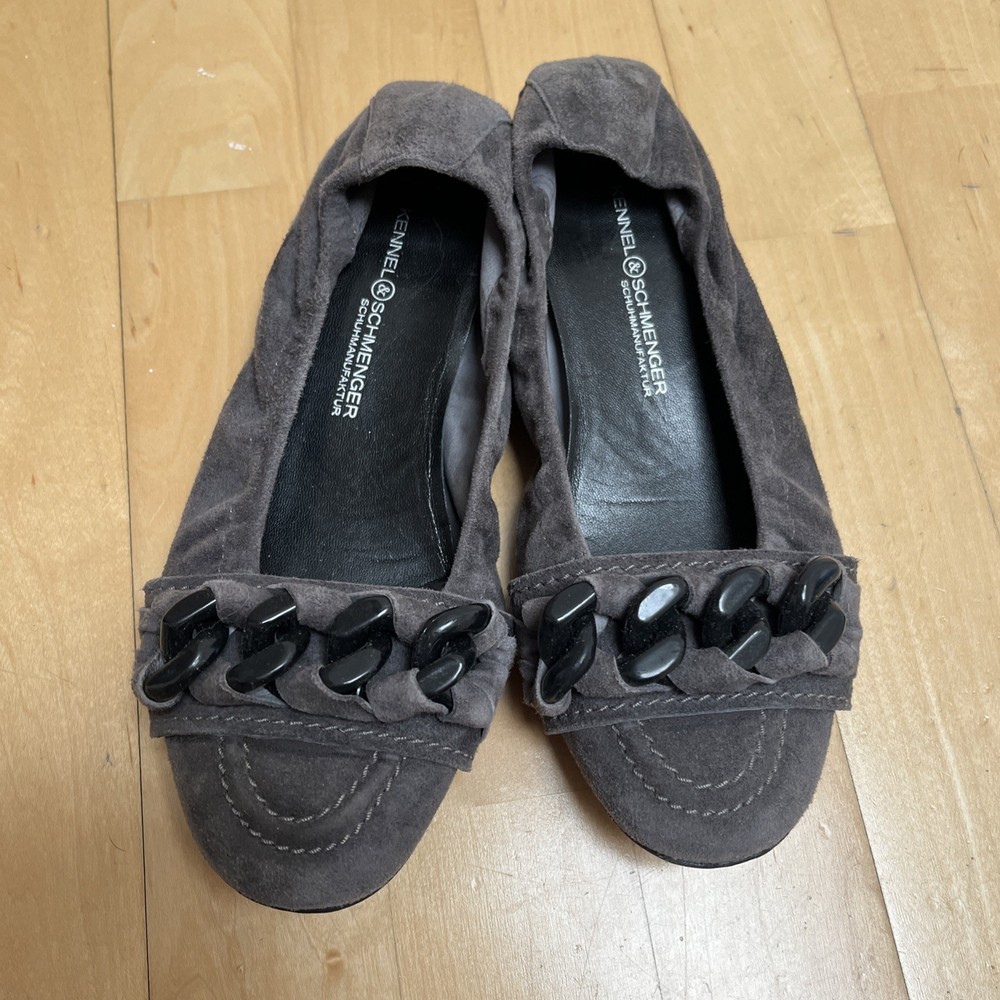Kennel & Schmenger Women’s Flats, Grey Suede, Size 4.5, Germany