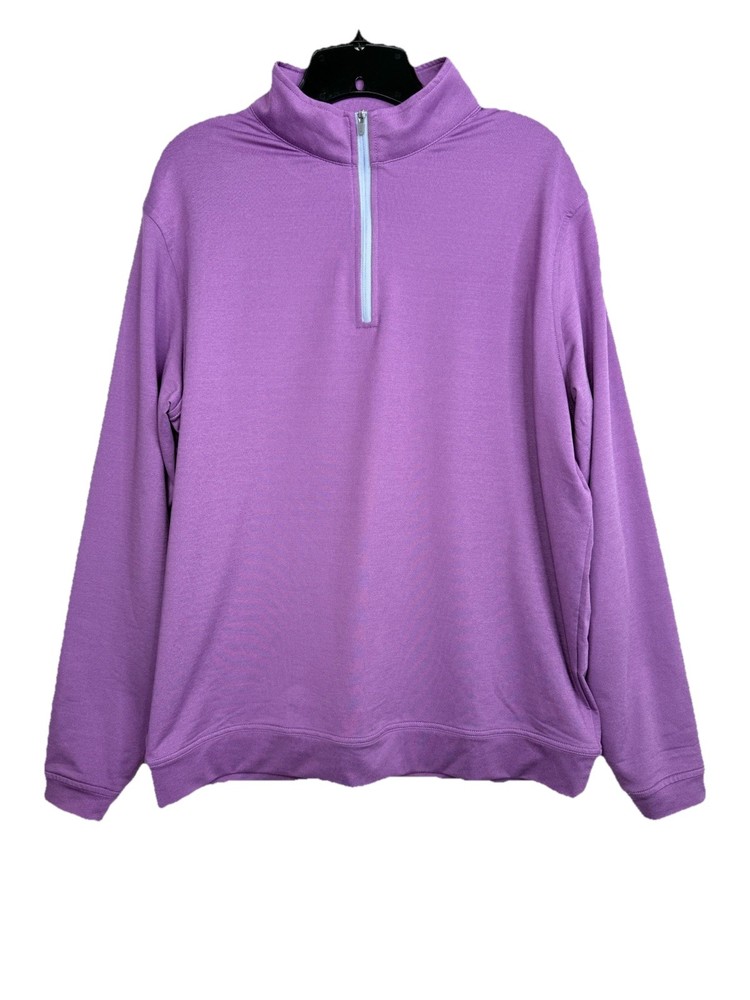 PETER MILLAR Mens Large Purple Quarter Zip Golf Pullover Performance Shirt