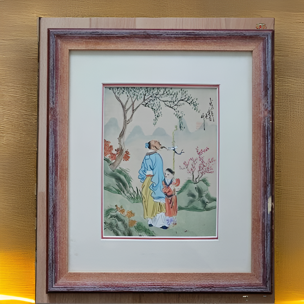 Original Asian Painting Chinese scroll, ink and watercolour on paper