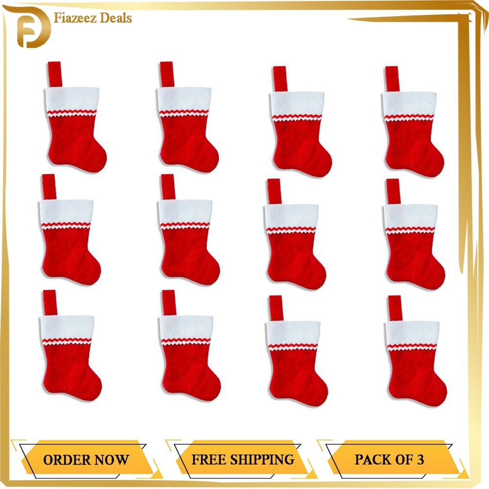 Red Mini Christmas Stockings, 12 Count, by Holiday Time.