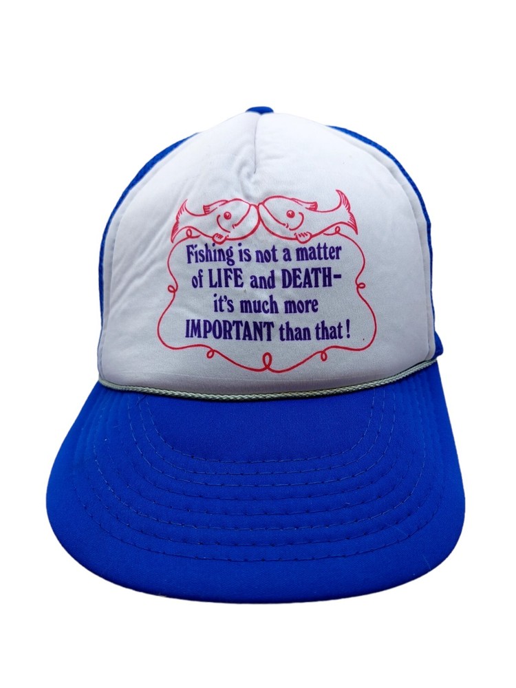 Fishing Foam Trucker Snapback Mesh Hat Cap white blue