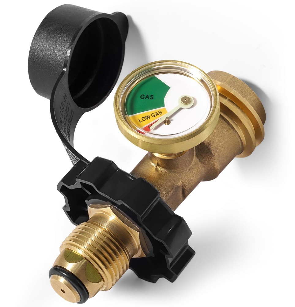 100 lb Propane Tank Adapter with Gauge, Universal Fit POL Propane Tank Gauge ...