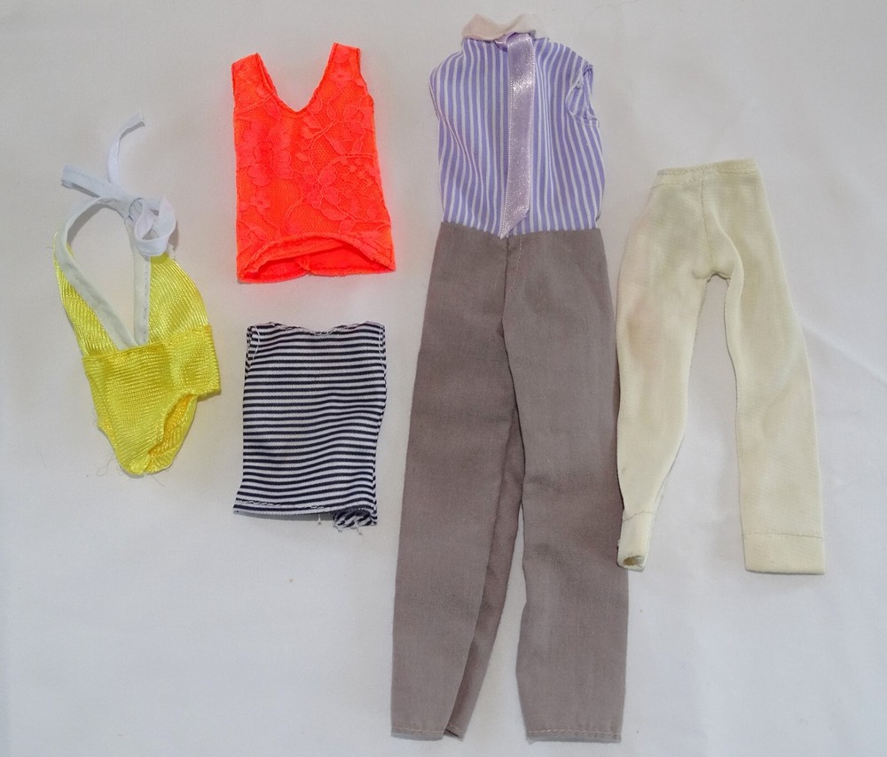 Vintage Barbie Clothes Lot 2 Tops 1 Jumpsuit 1 Pant 1 Swimsuit