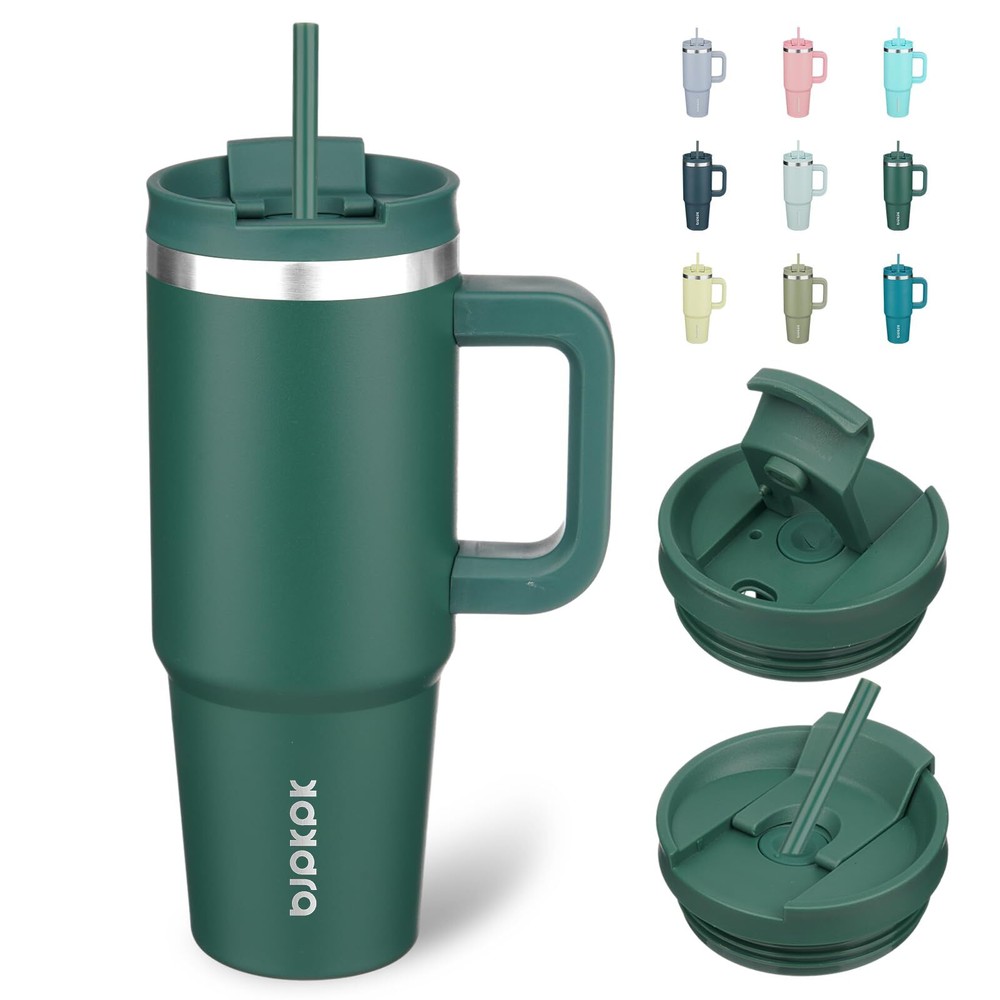 30 oz Insulated Stainless Steel Tumbler with Handle and Straw