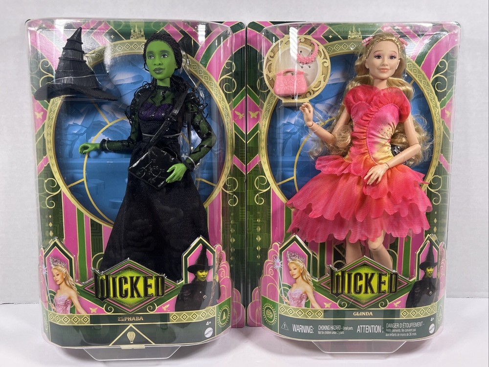 Mattel Wicked Movie Elphaba & Glinda Bundle Set URL Error Misprint Dolls NEW