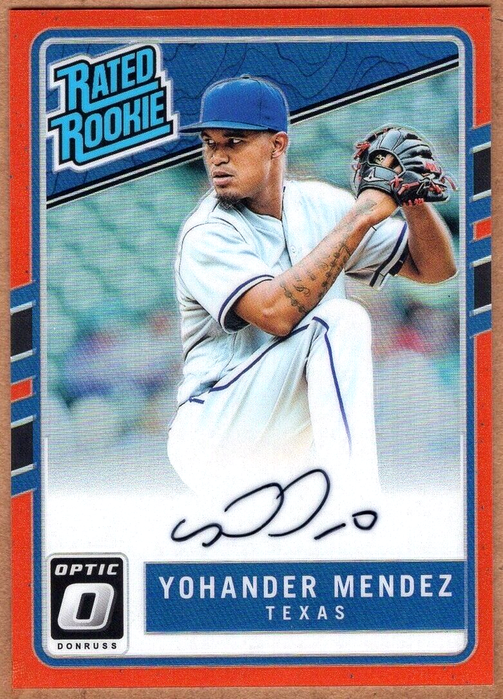 2017 Donruss Optic Yohander Mendez Orange Prizm Rated Rookie Autograph RC /99