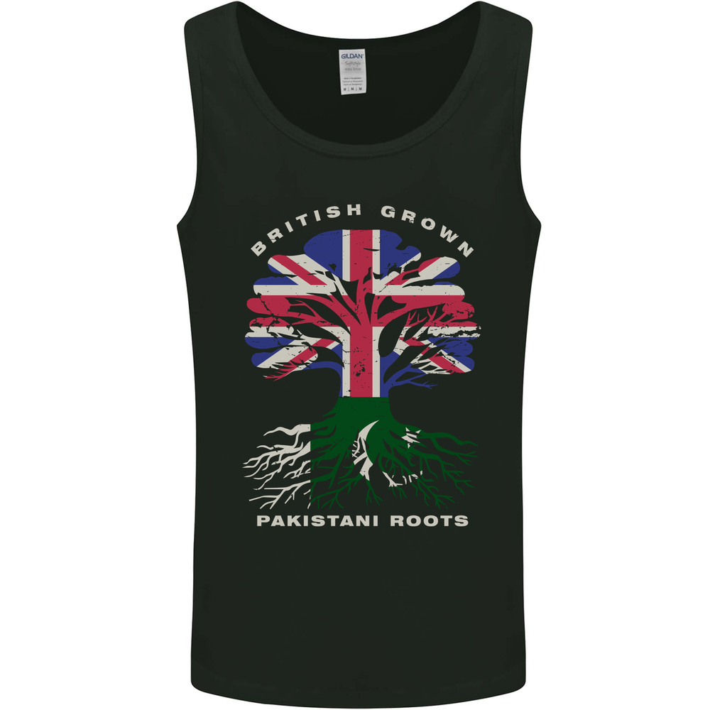 British Grown Pakistan Roots Flag Mens Vest Tank Top