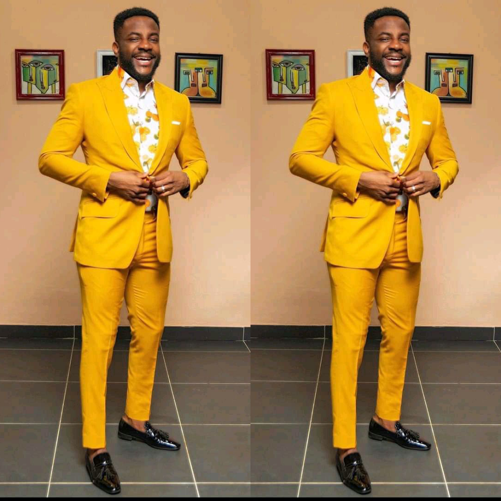 Yellow Slim Fit Men's Suit Set 2Pcs Wedding Groom Prom Tuxedo Blazers