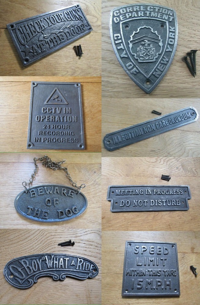 Rustic iron sign vintage  Wall door plaque sign notice plate emblem antique iron