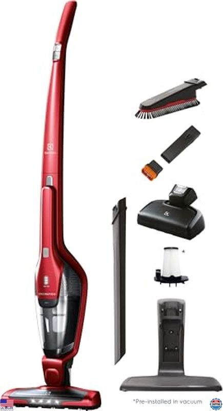 Cordless 2-in-1 Vacuum Cleaner for Pets, Motorized Nozzle, 48 Min Run Time, Red