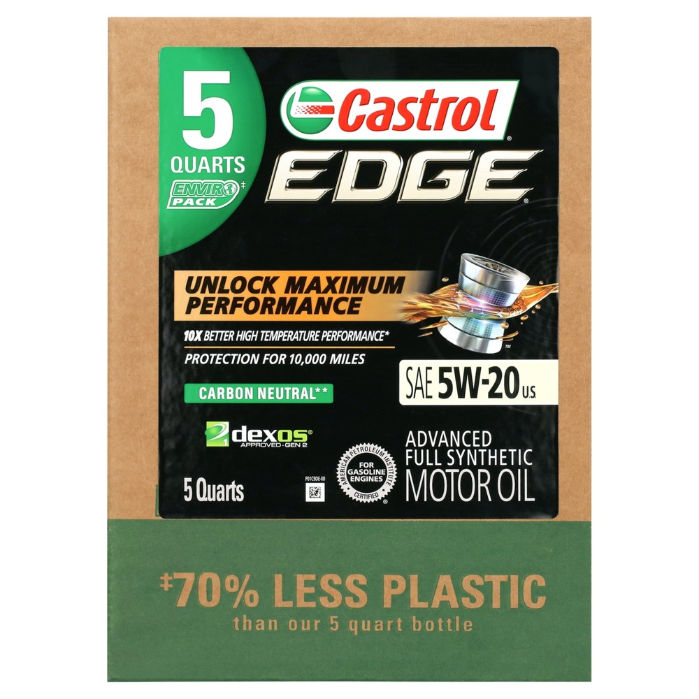 Castrol Edge 5W-20 Advanced Full Synthetic Motor Oil, 5 Quarts Eco Pack