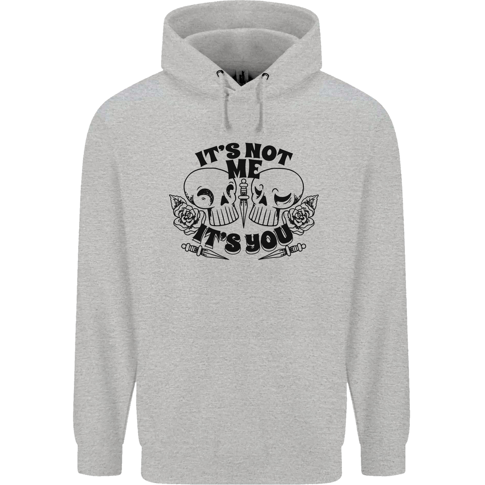 It's Not Me Anti Valentines Singles Day Skull Mens 80% Cotton Hoodie