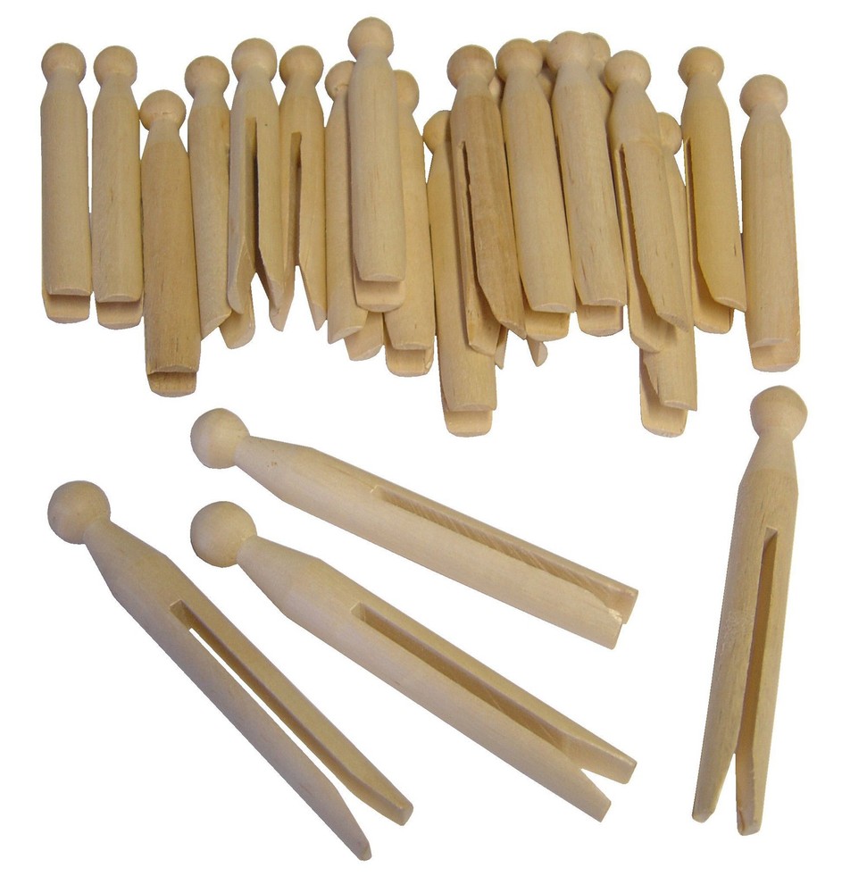 48 x TRADITIONAL NATURAL WOODEN CRAFT DOLLY PEGS 11cm MODELLING WASHING LAUNDRY