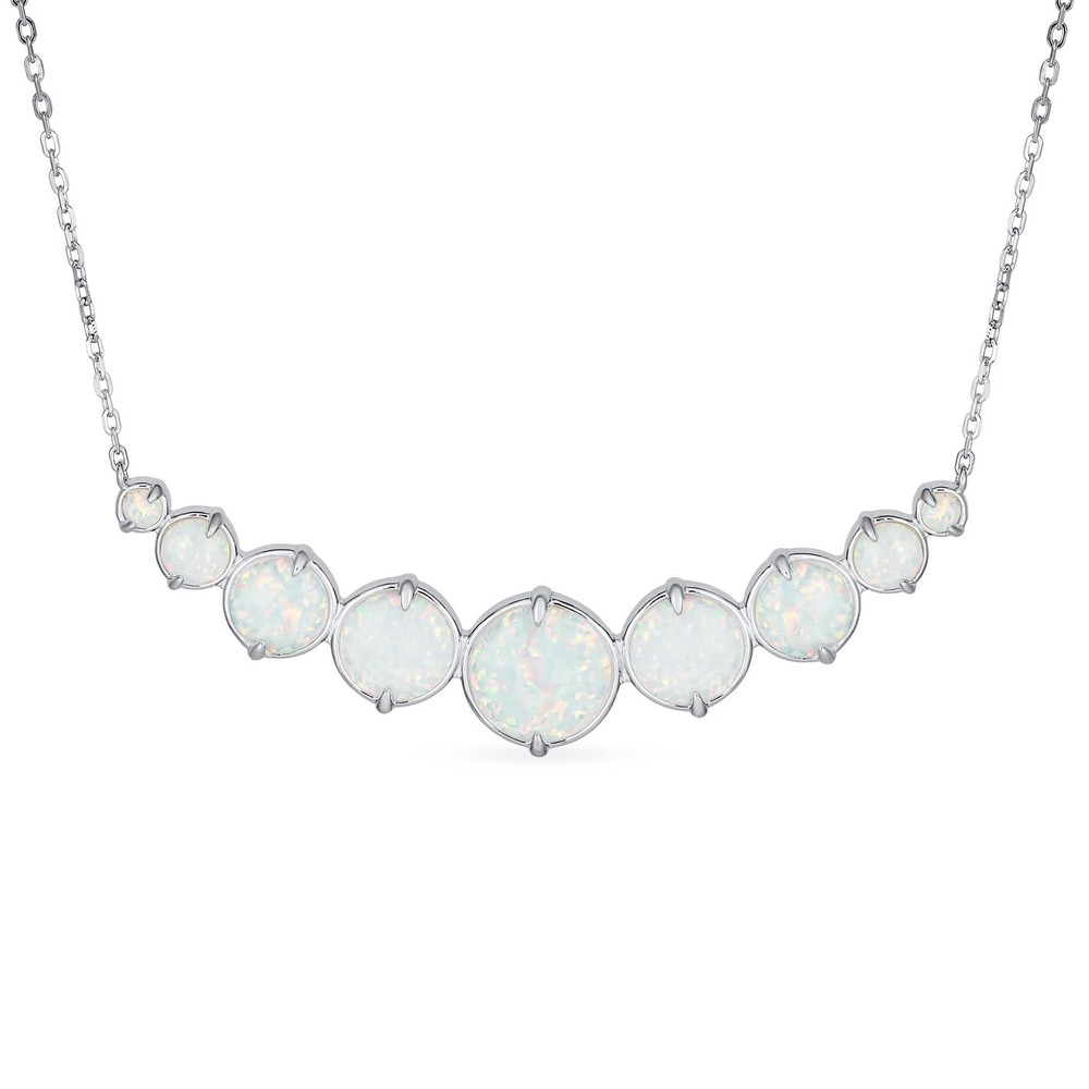 Gemstone Statement White Opal 9-Stone Graduated Round Circle Collar Necklace