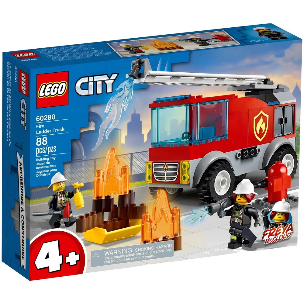 LEGO City Fire Ladder Truck Building Kit with Firefighter Minifigures - Set 60280