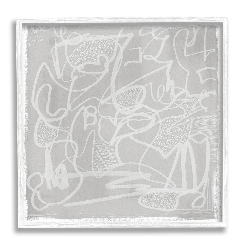 Grey Modern Squiggles Framed Giclee Art by Leah Straatsma