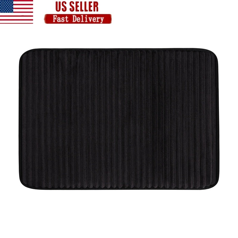 Black Performance Foam Bath Rug 20x32 Soft Absorbent Non-Slip Quick Dry