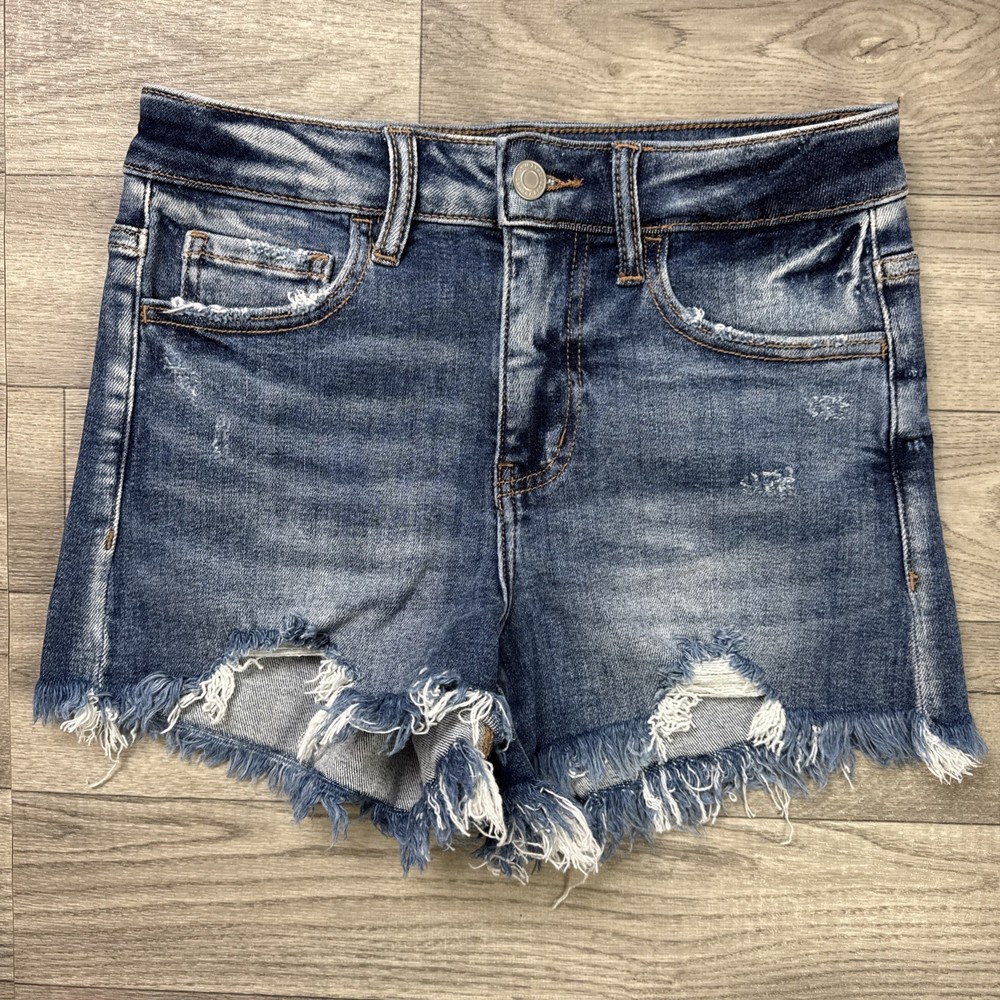 Women's Lovervet Cut Off Denim Jean Shorts Distressed Medium Wash sz S