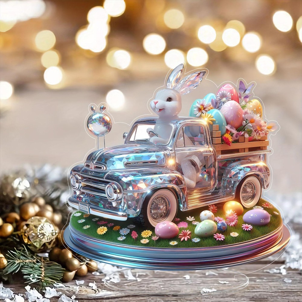 Easter Bunny Table Decoration with Base Attractive Acrylic Easter Bunny Decor