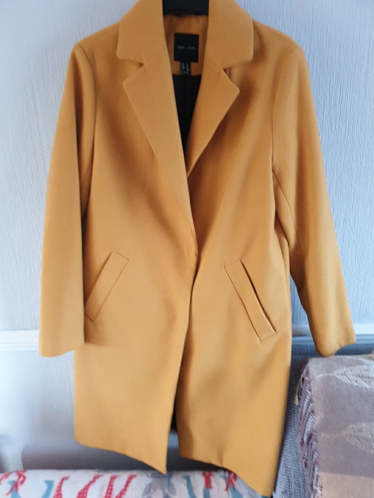 New Look Mustard Yellow Mid Length Smart Jacket Size 8