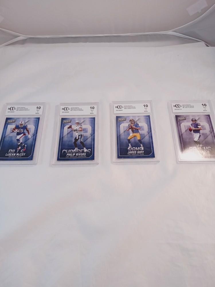 4 BCCG Graded Cards Lot - J. Goff, P. Rivers, J. Flacco & L. Mccoy
