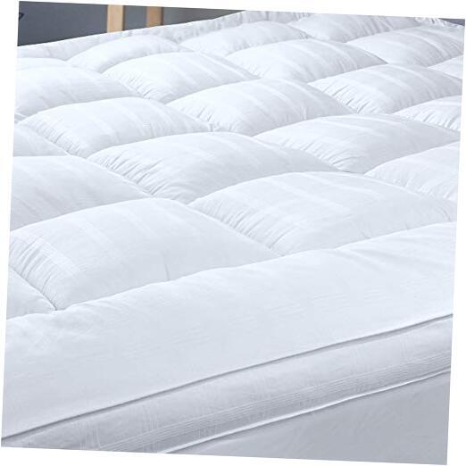 Extra Thick Pillow Top 3 Inch Queen (60x80 inch) Mattress Topper -White Color