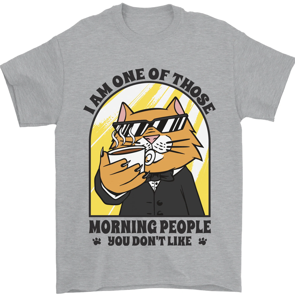 Cats Im One of Those Morning People Funny Mens T-Shirt 100% Cotton