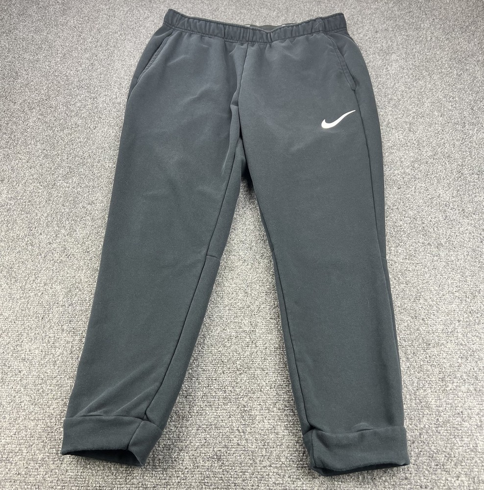 Nike Mens XL Black Dri-Fit Tapered Joggers for Gym Training with Swoosh