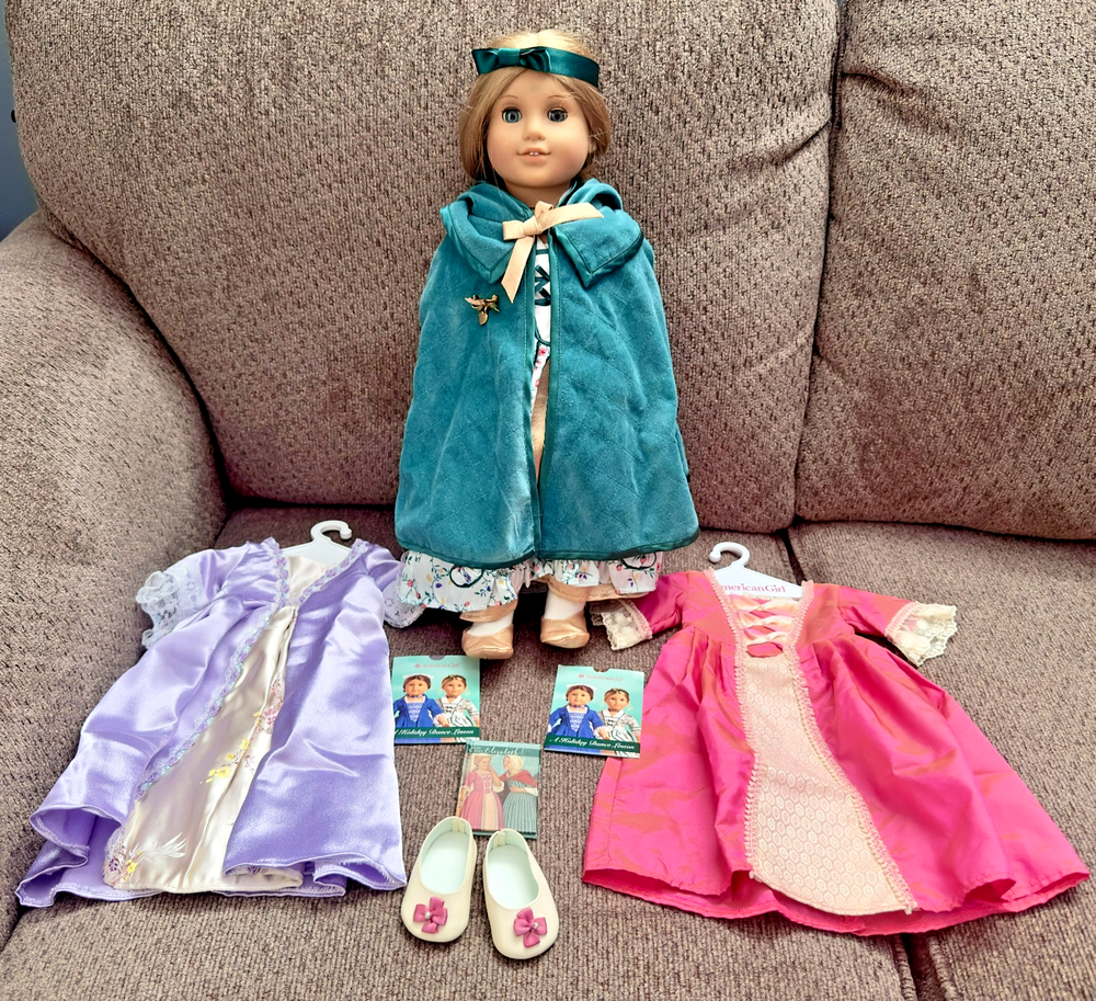 FLASH SALE American Girl Elizabeth Retired–Mint-Holiday Outfit & Cape + 8 Extras-image