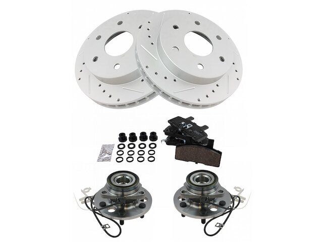 Front TRQ Brake Pad and Rotor and Wheel Hub Kit fits GMC K2500 1995 63HKTZ