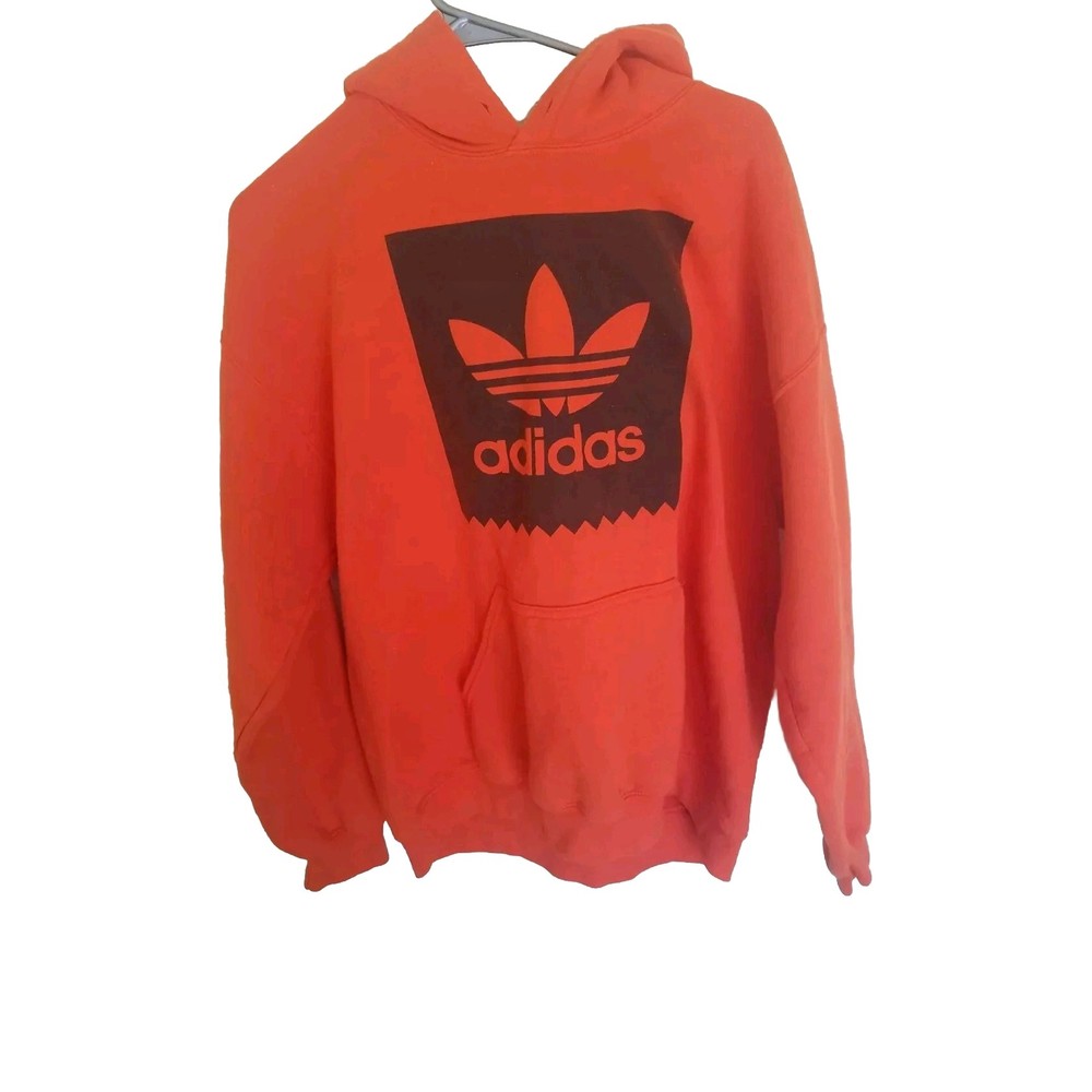 Adidas Hoodie Mens Large Orange Black Big Trefoil Logo Originals Read Descriptio