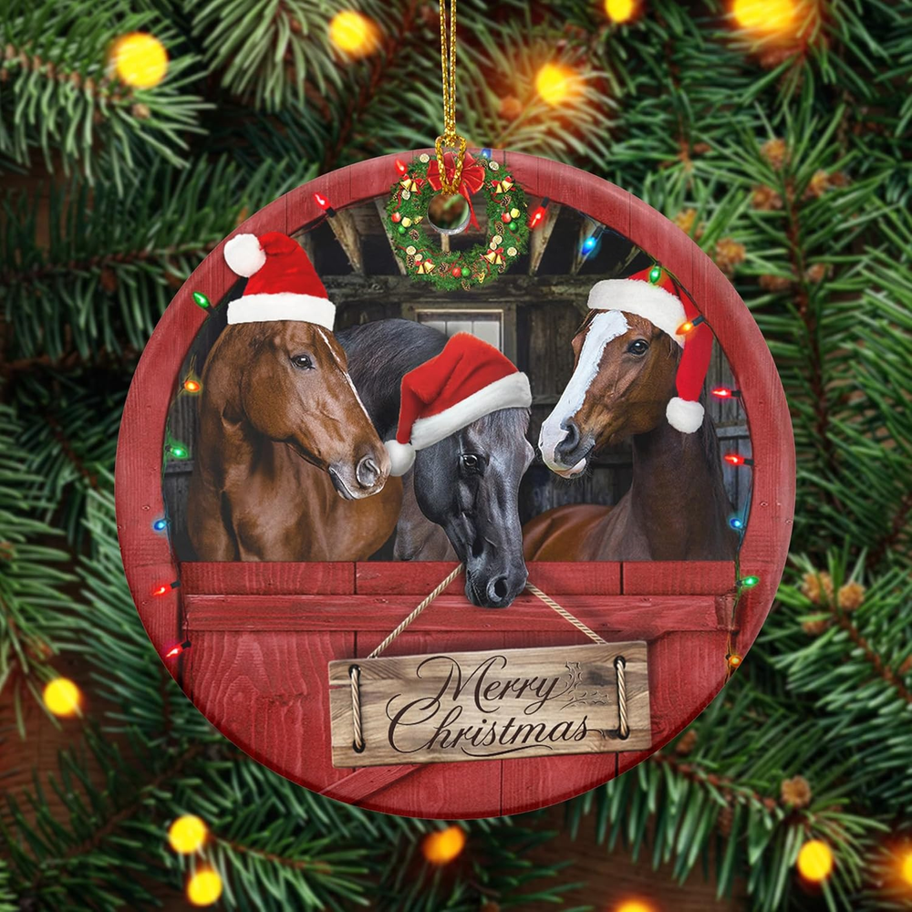 Christmas Horse Gifts for Women Men - Ceramic Christmas Ornaments 2025 for Tree