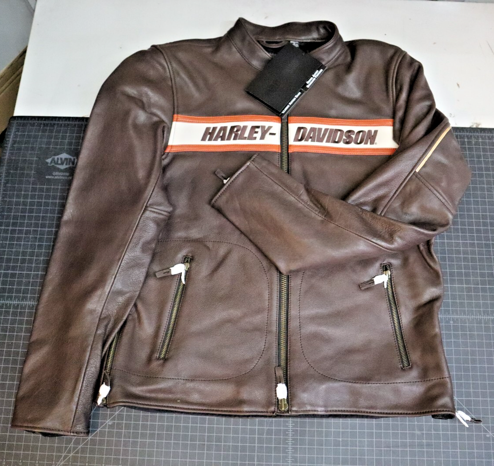 Harley Davidson Men's Victory Lane II Leather Jacket, Brown - Size: X-Large
